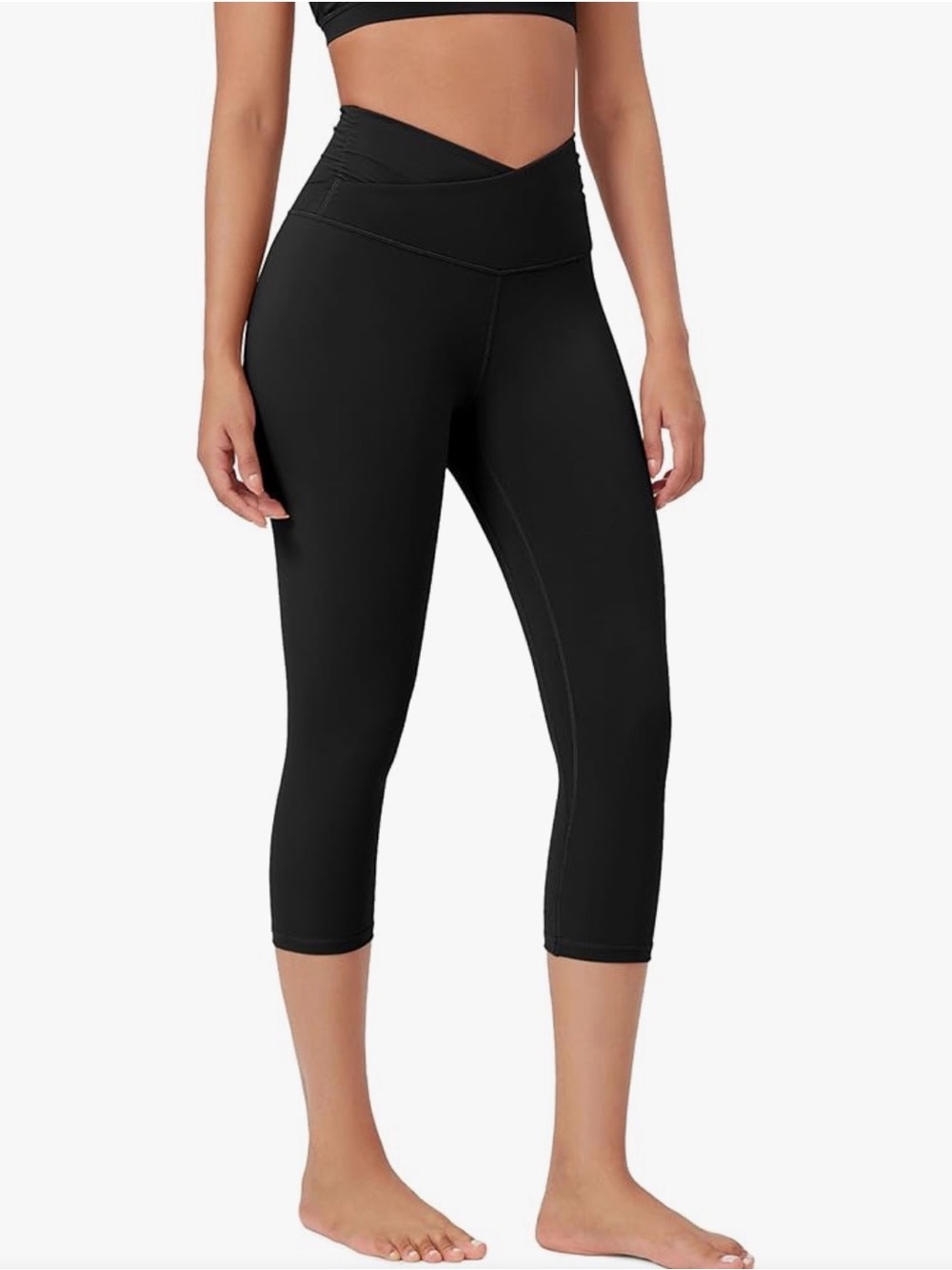 Brand New-ODODOS Women's Cross Waist Yoga Capris
